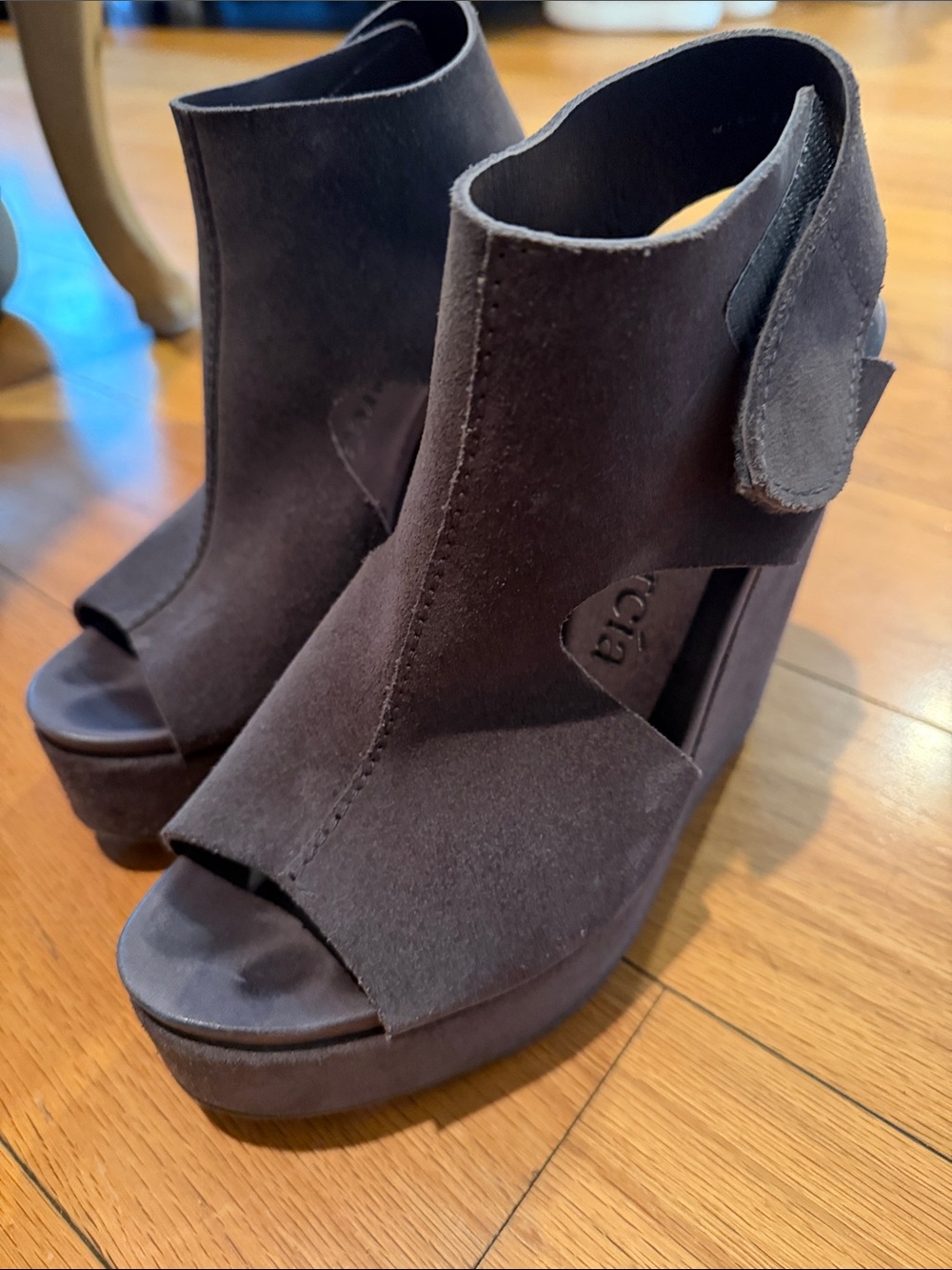 Pedro Garcia Dark Brown Suede Peep-Toe Platform Heels